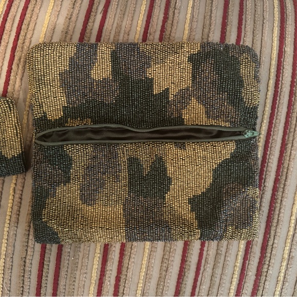 Moyna Camouflage Beaded Clutch and Coin Purse